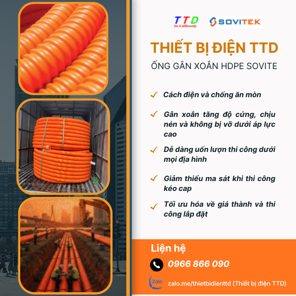 Ống gân xoắn HDPE SOVITEK tại Vĩnh Yên